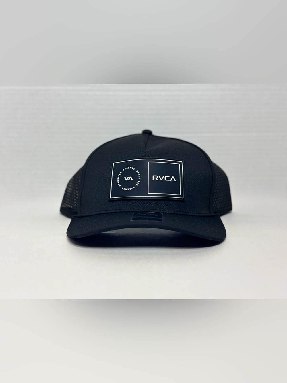 RVCA Black Logo Mesh Trucker Hat